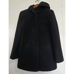 Vtg J Percy Coat Womens S Peacoat 100% Merino Wool Hooded Quiet Luxury Old Money